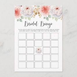 Tarjeta De Recepción Peach Peonies and Gold Lees Bridal Shower Bingo
