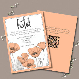 Tarjeta De Recepción Peach Poppies Floral Elegant Wedding Hotel