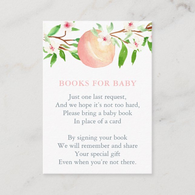 Tarjeta De Recepción Peaches Build Baby Girl's Library Baby Shower (Anverso)