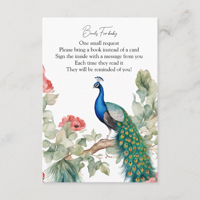Tarjeta De Recepción Peacock elegante (Anverso)