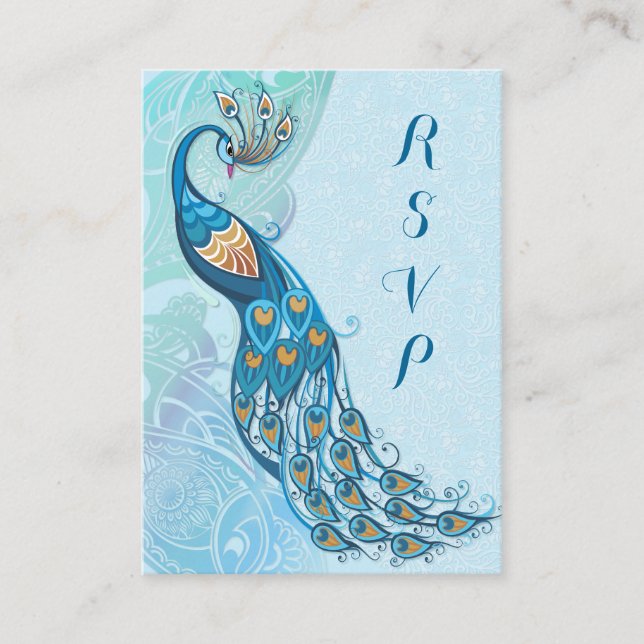 Tarjeta De Recepción Peacock Lace Elegance Wedance Wedding RSVP (Anverso)