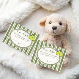 Tarjeta De Recepción Pear sage green retro baby shower diaper raffle