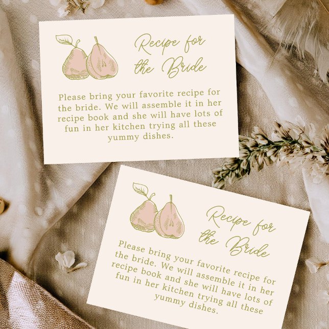 Tarjeta De Recepción Pear Themed Recipe for the Bride Bridal Shower (Subido por el creador)