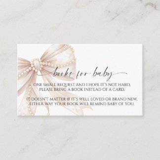 Tarjeta De Recepción Pearl and Bow Book for Baby Enclosure Card