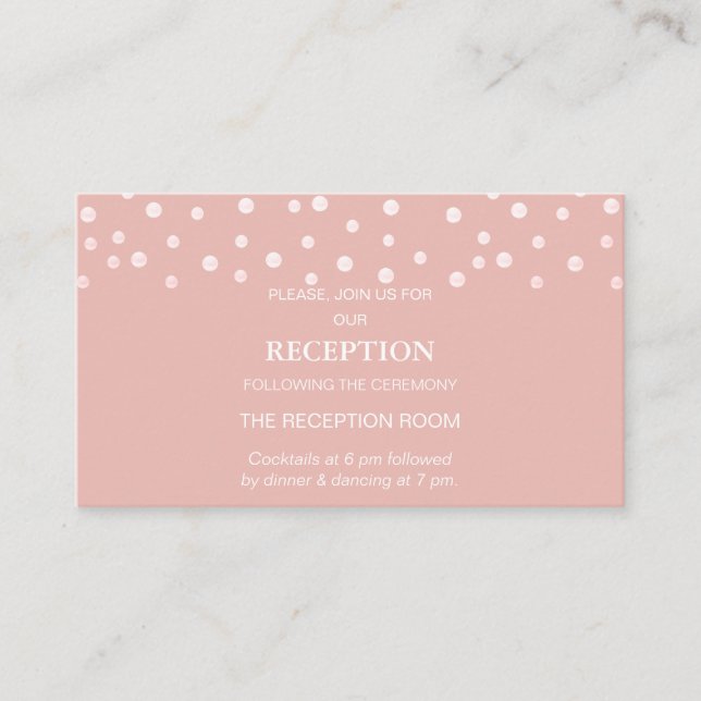 Tarjeta De Recepción Pearl Confetti en Rosa Boda de Oro (Anverso)