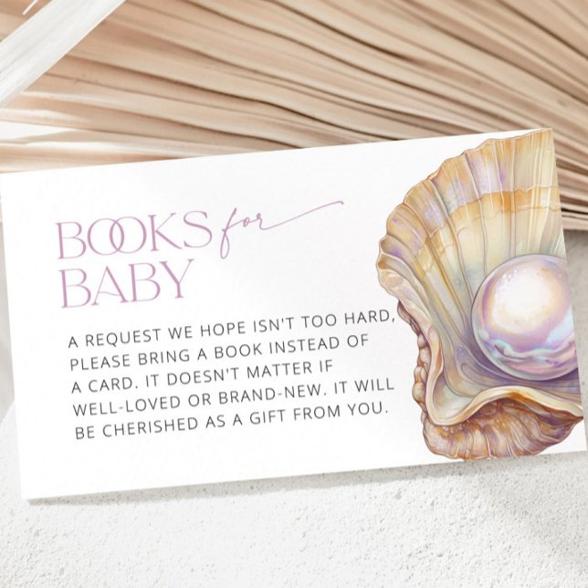 Tarjeta De Recepción Pearl Oyster Seashell Beach Ocean Boys para bebé (Pearl Oyster Seashell Beach Ocean Books for Baby Enclosure Card)
