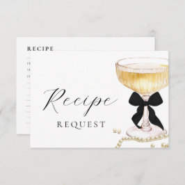 Tarjeta De Recepción Pearls and Prosecco Black Bow Recipe Request
