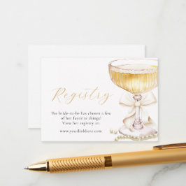 Tarjeta De Recepción Pearls & Prosecco Bow Bridal Shower Registry