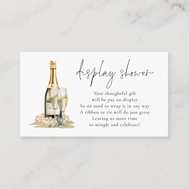 Tarjeta De Recepción Pearls Prosecco Bridal Display Shower Gift (Anverso)