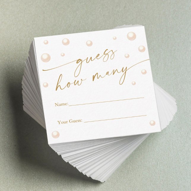 Tarjeta De Recepción Pearls Prosecco Bridal Shower adivina cuántos jueg (Subido por el creador)