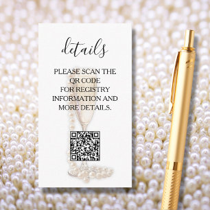 Tarjeta De Recepción Pearls & Prosecco Bridal Shower Detalles Código QR