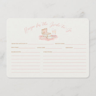 Tarjeta De Recepción Pearls & Prosecco Bridal Shower Recipe Card