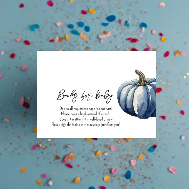 Tarjeta De Recepción Pelea de calabaza azul Baby Shower Libros para beb (Subido por el creador)