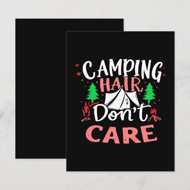Tarjeta De Recepción Pelo de Camping No Me Importa Divertido (Anverso / Reverso)