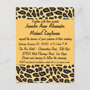 Tarjeta De Recepción Pelo de Leopardo  Boda Contemporánea