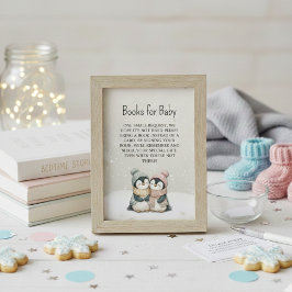 Tarjeta De Recepción Penguin Twins books for Baby Shower