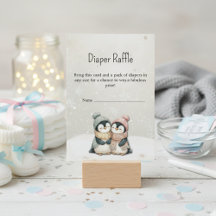 Penguin winter twin baby shower Diaper Raffle