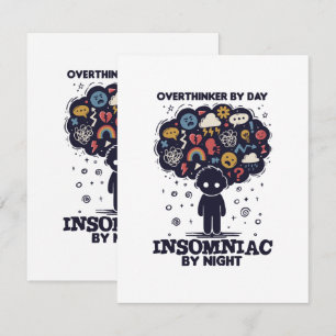 Tarjeta De Recepción Pensador excesivo de día, insomne de noche