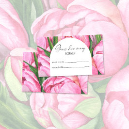 Tarjeta De Recepción Peonía floral - adivina cuántos besos juego de bod