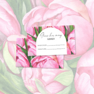 Tarjeta De Recepción Peonía floral - adivina cuántos besos juego de bod