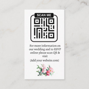 Tarjeta De Recepción Peonía Rosa Suave y Floral de Eucalipto Boda QR