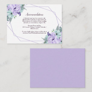 Tarjeta De Recepción Peonías acuarela de menta lavanda con detalles geo