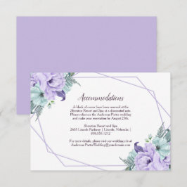 Tarjeta De Recepción Peonías acuarela menta lavanda con detalles geomét