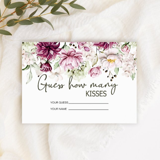 Tarjeta De Recepción Peonies Pink Burgundy cuántos besos juego de novia (Subido por el creador)