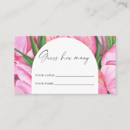 Tarjeta De Recepción Peony floral - adivinen cuántos - juego de novias