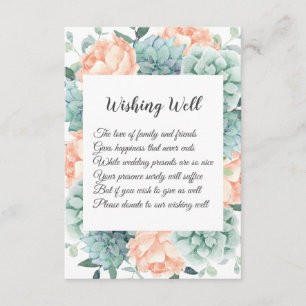Tarjeta De Recepción Peony Flowers Sucultura Boda Deseando Bien