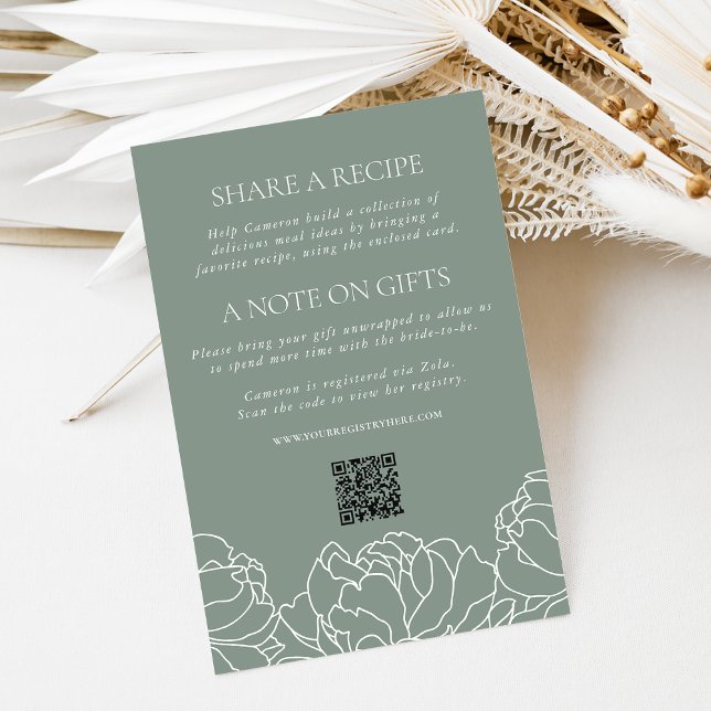 Tarjeta De Recepción Peony Garden Bridal Shower Enclosure Card (Subido por el creador)