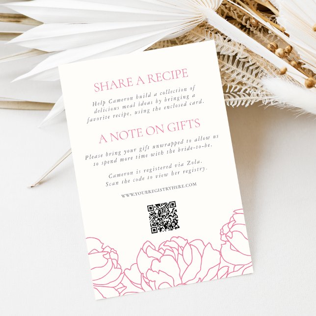 Tarjeta De Recepción Peony Garden Bridal Shower Enclosure Card (Subido por el creador)