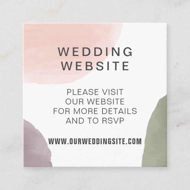 Tarjeta De Recepción Pequeña acuarela Boda moderno sitio web (Anverso)