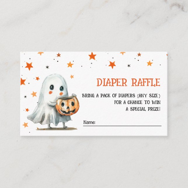Tarjeta De Recepción Pequeña acuarela de Boo Cuesta Diaper de Halloween (Anverso)