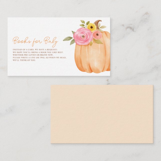 Tarjeta De Recepción Pequeña Baby Shower de calabaza (Anverso / Reverso)