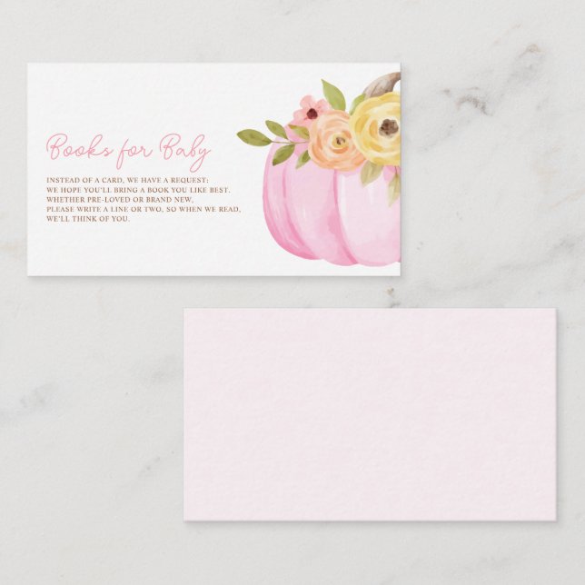 Tarjeta De Recepción Pequeña Baby Shower de calabaza (Anverso / Reverso)