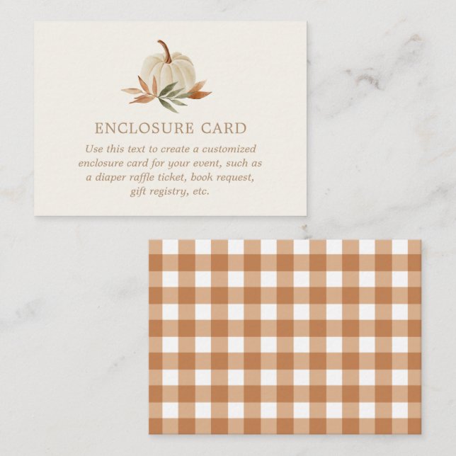 Tarjeta De Recepción Pequeña Baby Shower de calabaza (Anverso / Reverso)