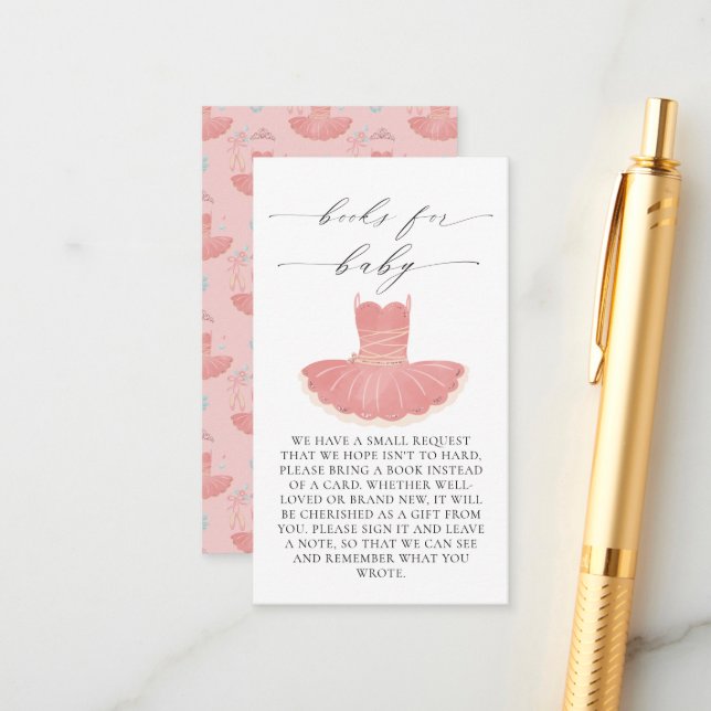 Tarjeta De Recepción Pequeña Ballerina Rosa Libros de Baby Shower para  (Anverso/Reverso In Situ)