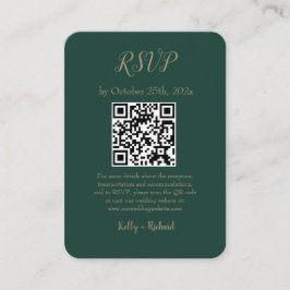 Tarjeta De Recepción Pequeña boda vertical verde esmeralda RSVP Código