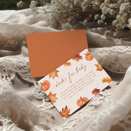 Tarjeta De Recepción Pequeña Calabaza Baby Shower Cae Libros Para Bebés