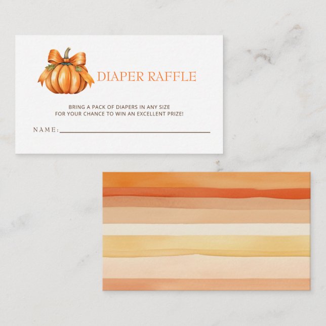 Tarjeta De Recepción Pequeña calabaza Baby Shower Diaper Raffle (Anverso / Reverso)