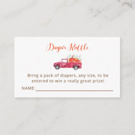 Tarjeta De Recepción Pequeña Calabaza Baby Shower Diaper Raffle Camión 