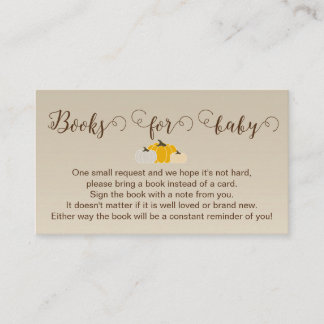 Tarjeta De Recepción Pequeña calabaza Baby Shower - Libros para bebé