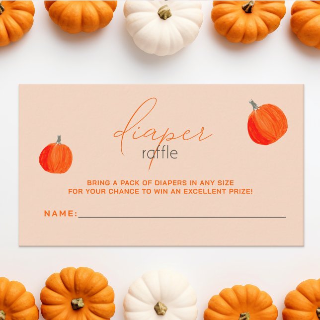 Tarjeta De Recepción Pequeña Calabaza Cae Baby Shower Diaper Raffle (Little Pumpkin Fall Baby Shower Diaper Raffle Enclosure Card )