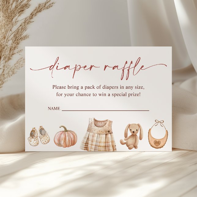 Tarjeta De Recepción Pequeña Calabaza Cae Chica Baby Shower Diaper Raff (Subido por el creador)
