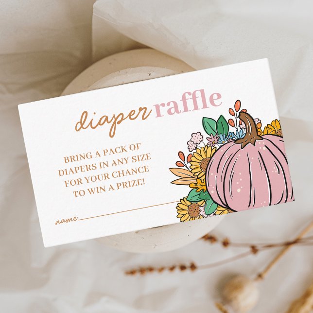 Tarjeta De Recepción Pequeña calabaza de pañal rosado Raffle Baby Showe (Subido por el creador)