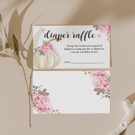 Tarjeta De Recepción Pequeña Calabaza Diaper Raffle Floral rosa