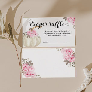 Tarjeta De Recepción Pequeña Calabaza Diaper Raffle Floral rosa