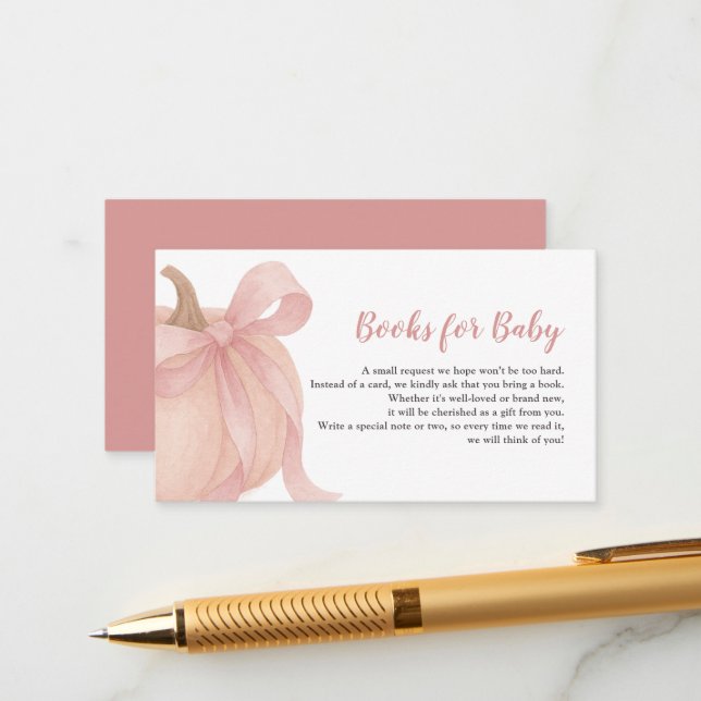 Tarjeta De Recepción Pequeña calabaza en el camino de los libros rosas  (Anverso/Reverso In Situ)