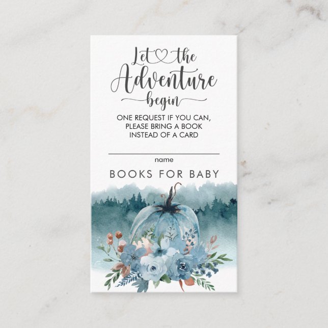 Tarjeta De Recepción Pequeña Calabaza En El Camino Libros Azules Para E (Anverso)